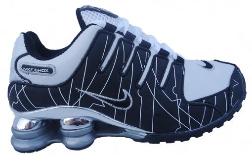 Tênis Nike Shox NZ Branco e Preto cromado MOD:10366